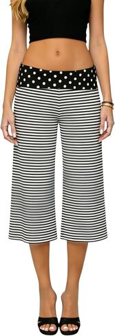 Seyumixi Women Fold Over Flare Capri Yoga Pants Low Rise Wide Leg Cropped Lounge Pants Capris Flowy Gaucho Culottes in Saudi Arabia