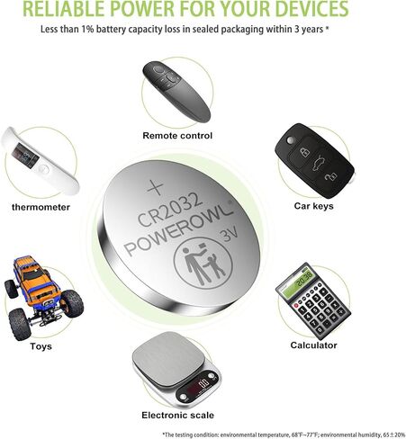 POWEROWL High Capacity CR2032 Battery (40-Pack) 3v Lithium Batteries, Leak-Free, Long Lasting Cr 2032 in Saudi Arabia