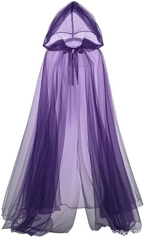 cloudy.lee Sheer Hooded Cape Cloak for Women, Halloween Vampire Gothic Tulle Costume Cape, One SizeLong 220/150 cm in Kuwait