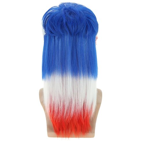MAGQOO 4th of July Wig for Men Red Blue White Mullet Wigs Retro 80s 70s Costumes Disco Rocker Fancy Party Cosplay Halloween Wig in Saudi Arabia