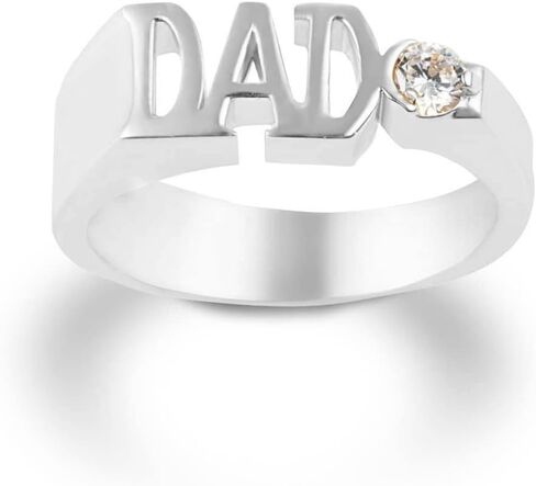 Claddagh Gold Men's Sterling Silver Personalized Birthstone Cubic Zirconia DAD Ring in Kuwait