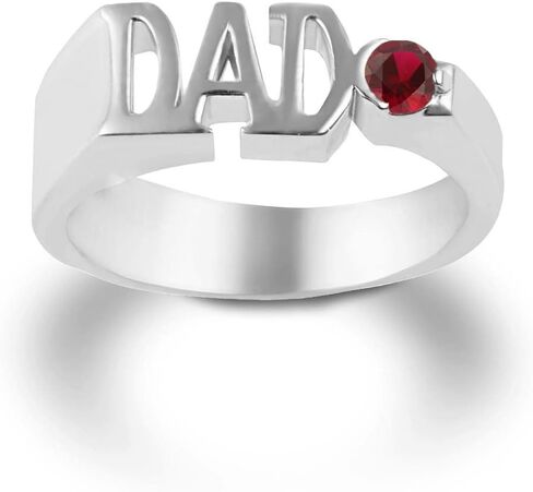 Claddagh Gold Men's Sterling Silver Personalized Birthstone Cubic Zirconia DAD Ring in Kuwait