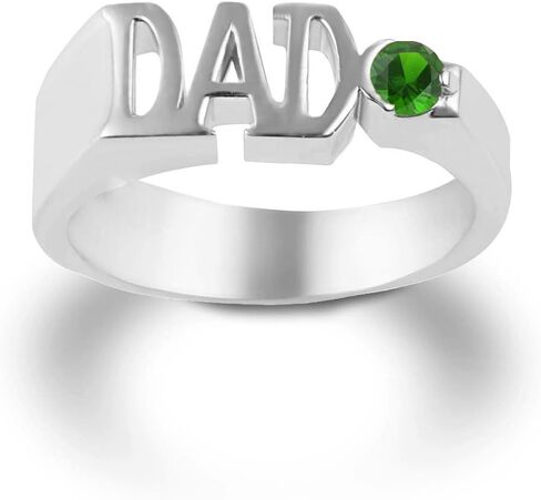 Claddagh Gold Men's Sterling Silver Personalized Birthstone Cubic Zirconia DAD Ring in Kuwait