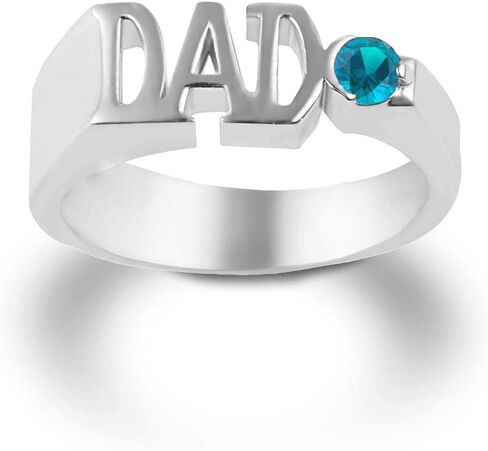Claddagh Gold Men's Sterling Silver Personalized Birthstone Cubic Zirconia DAD Ring in Kuwait