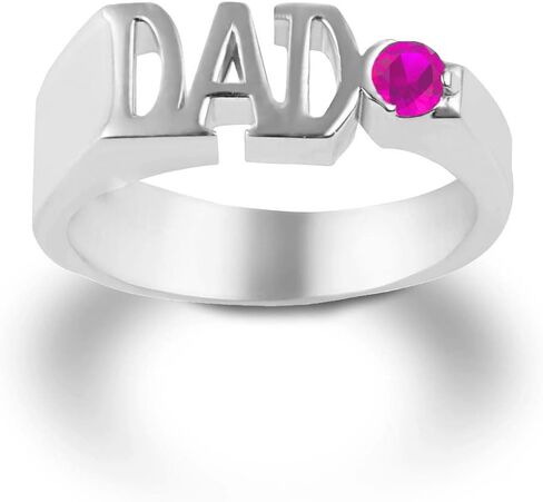 Claddagh Gold Men's Sterling Silver Personalized Birthstone Cubic Zirconia DAD Ring in Kuwait