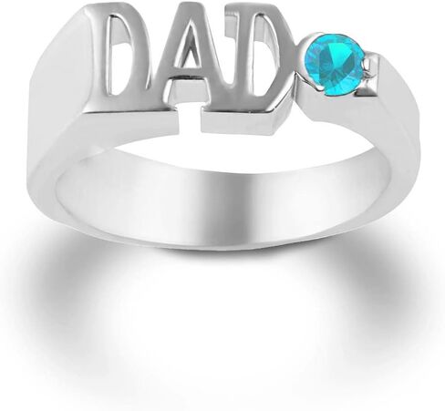 Claddagh Gold Men's Sterling Silver Personalized Birthstone Cubic Zirconia DAD Ring in Kuwait