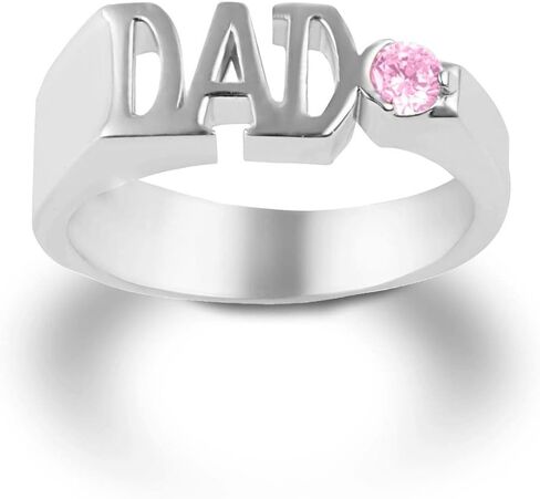 Claddagh Gold Men's Sterling Silver Personalized Birthstone Cubic Zirconia DAD Ring in Kuwait