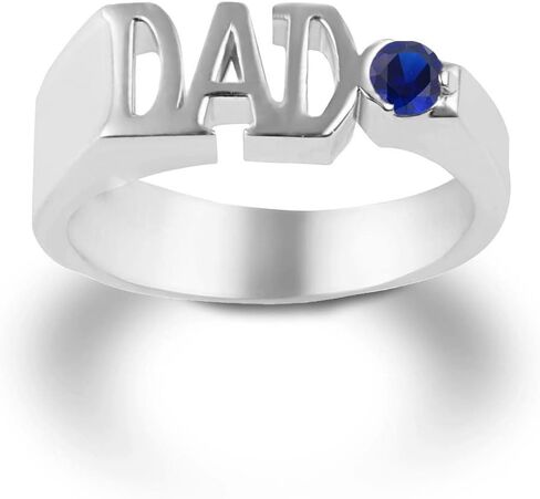 Claddagh Gold Men's Sterling Silver Personalized Birthstone Cubic Zirconia DAD Ring in Kuwait