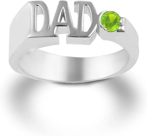 Claddagh Gold Men's Sterling Silver Personalized Birthstone Cubic Zirconia DAD Ring in Kuwait