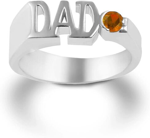 Claddagh Gold Men's Sterling Silver Personalized Birthstone Cubic Zirconia DAD Ring in Kuwait