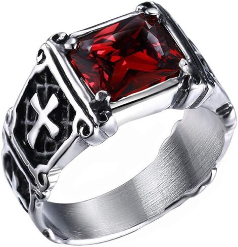 HIJONES Men's Jewelry Stainless Steel Cross Style Diamond Ring in Saudi Arabia