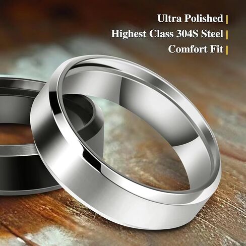 Stainless Steel Rings for Men Women Wedding Ring, Basic Flat Rings, Polished Matt Finish for Men - 3 Pack in Saudi Arabia