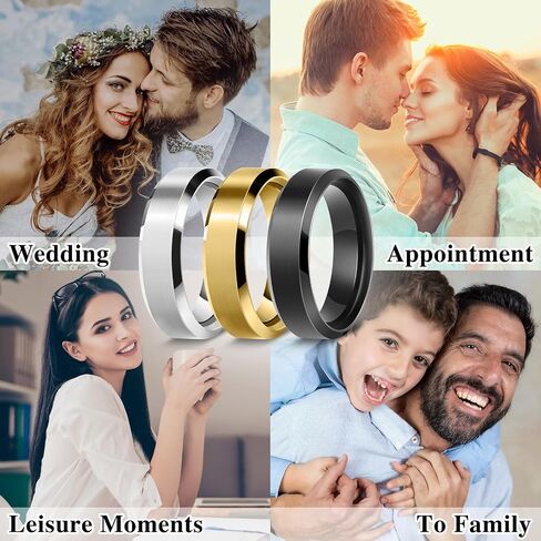 Stainless Steel Rings for Men Women Wedding Ring, Basic Flat Rings, Polished Matt Finish for Men - 3 Pack in Saudi Arabia