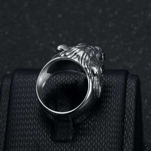 Fanshu Stainless Steel Titanium Tiger Head Ring for Men Women Hip Hop Punk Animal Gothic Biker Couple Friends Gift Fashion Jewelry in Saudi Arabia