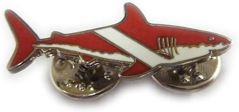 Scuba Diving Diver Flag Great White Shark Lapel Pin in Saudi Arabia