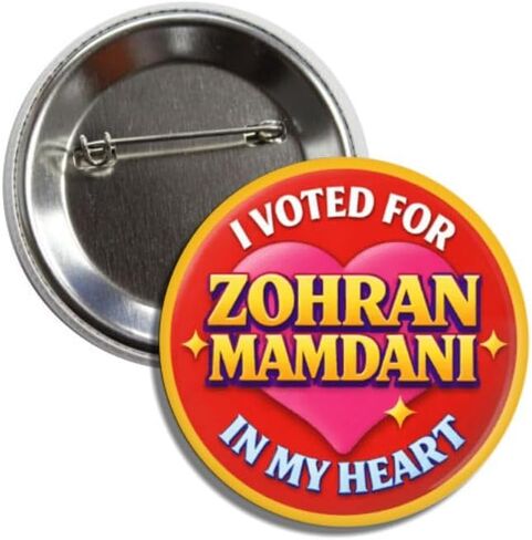 I Voted for Zohran Mamdani in My Heart Button Pin Badge, Political Pinback, 2.25 Inch in Kuwait