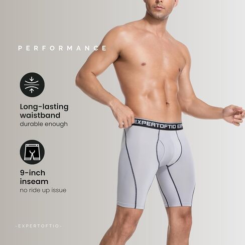 Men's Underwear 9 Inch Extra Long Leg Boxer Briefs for Men Pack, Athletic, Sport, Perfermance, Quick Dry Fit, Moisture Wicking, Anti Chafing, Open Fly, Light Compression, Red L in Saudi Arabia