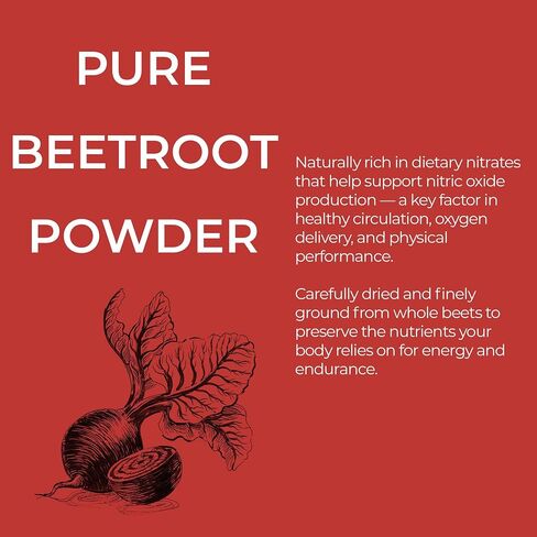 Basilia Beet Root Powder 8 oz | Premium Non-GMO Superfood for Energy, Circulation & Endurance | Rich in Antioxidants & Nitrates | Vegan, Gluten-Free, Sustainably Sourced in Kuwait