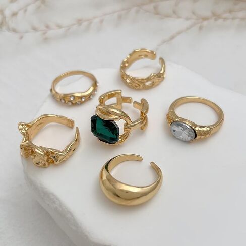 Chunky Gold Rings for Women, Statement Stackable Ring Set, Knuckle Jewelry Set, Trendy Fashion Rings, Jewelry Gifts for Women in Kuwait