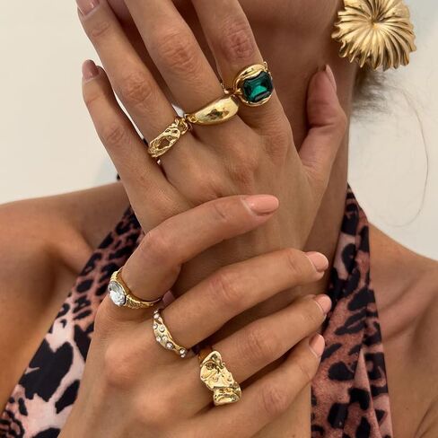 Chunky Gold Rings for Women, Statement Stackable Ring Set, Knuckle Jewelry Set, Trendy Fashion Rings, Jewelry Gifts for Women in Kuwait