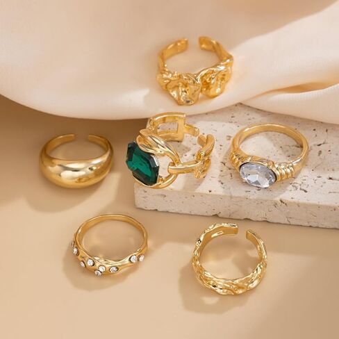 Chunky Gold Rings for Women, Statement Stackable Ring Set, Knuckle Jewelry Set, Trendy Fashion Rings, Jewelry Gifts for Women in Kuwait