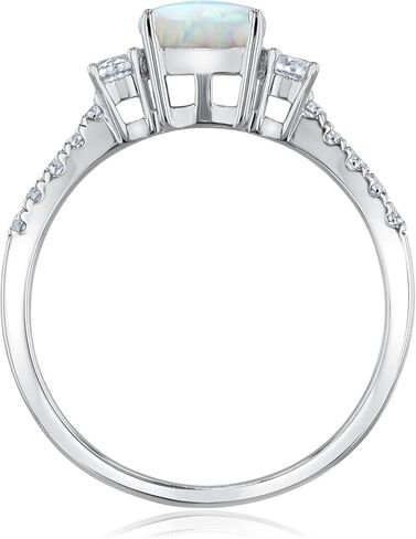 Reeds Cushion Created Opal and Created White Sapphire Sterling Silver Ring - Size 6.5 in Saudi Arabia