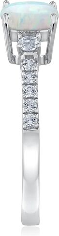 Reeds Cushion Created Opal and Created White Sapphire Sterling Silver Ring - Size 6.5 in Saudi Arabia