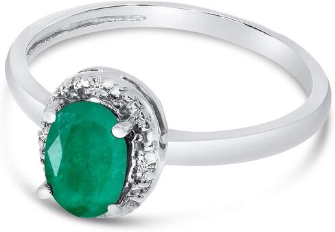 14k White Gold Oval Emerald And Diamond Ring in Saudi Arabia