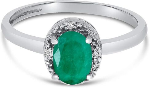 14k White Gold Oval Emerald And Diamond Ring in Saudi Arabia
