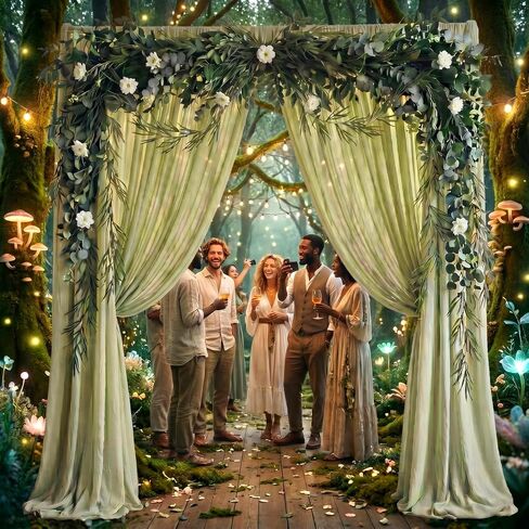 Enchanted Forest Decorations 5.25 x 9.84 ft Greenery Arch Draping Fabric Fake Flowers Vines Eucalyptus Garland with LED Lights for Woodland Forest Wonderland Party Classroom Doorways in Saudi Arabia