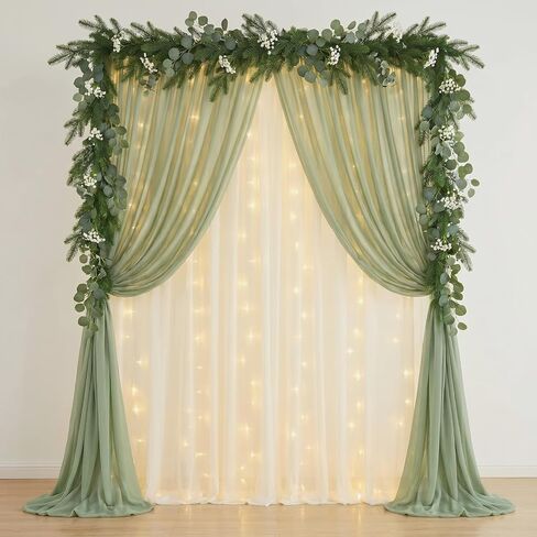 Enchanted Forest Decorations 5.25 x 9.84 ft Greenery Arch Draping Fabric Fake Flowers Vines Eucalyptus Garland with LED Lights for Woodland Forest Wonderland Party Classroom Doorways in Saudi Arabia