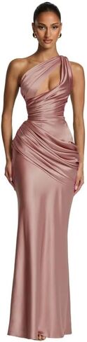 One Shoulder Mermaid Bridesmaid Dresses Pleated Satin Long Formal Wedding Evening Party Gowns for Women in Saudi Arabia