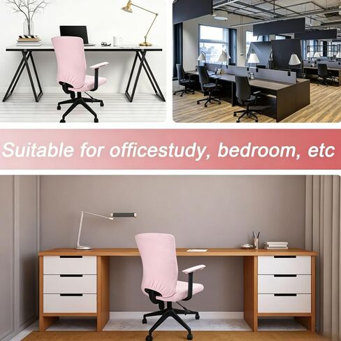 4 Pcs Office Chair Cover Set, Stretchable Chair Seat Cover with Backrest and 2 Armrest Covers, Computer Chairs Slipcovers for Desk Chairs, Office Cushion Protector for Home, Pink in Kuwait