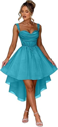 High Low Homecoming Dresses Short Lace Applique Cocktail Prom Dress for Teens Quinceanera ZU187 in Saudi Arabia