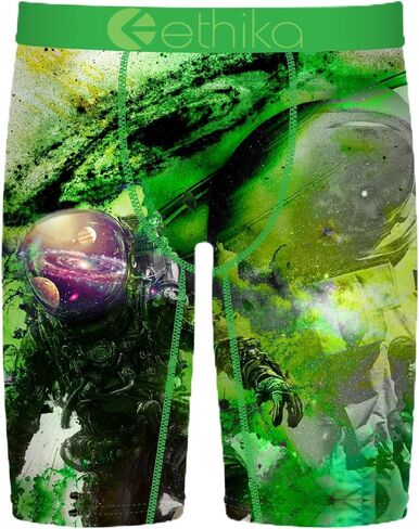 Ethika Men's Staple Boxer Brief, 4-Way Stretch with Signature Waistband, No Ride-Up Comfort - Emerald Orbit in Kuwait