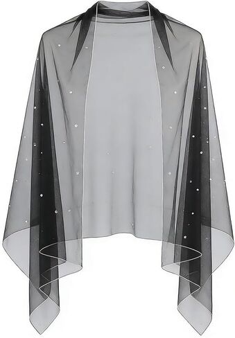 Pearl Shawl Wrap Shrug Bridal Cape Sheer Tulle Shawls Detachable Pearl Capes Wedding Short Shawl for Tulle Dress in Kuwait