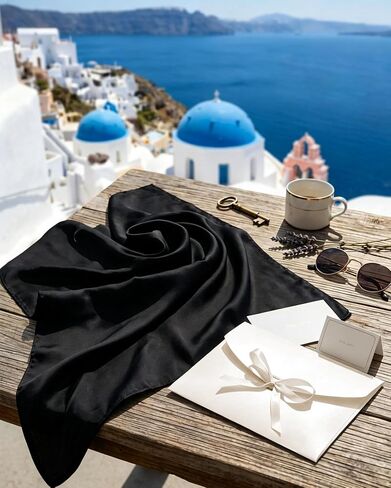 Fmeida 27.5" Square Silk-Like Satin Scarf for Women Soft Bandana with Gift Box & Card in Saudi Arabia