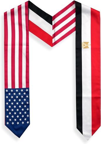 USA And Egypt Flag Graduation Stole,Satin Embroidery Graduation Sash for International Students,72 Inch Length. in Kuwait
