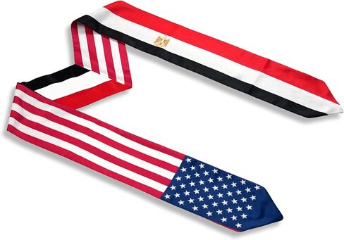 USA And Egypt Flag Graduation Stole,Satin Embroidery Graduation Sash for International Students,72 Inch Length. in Kuwait