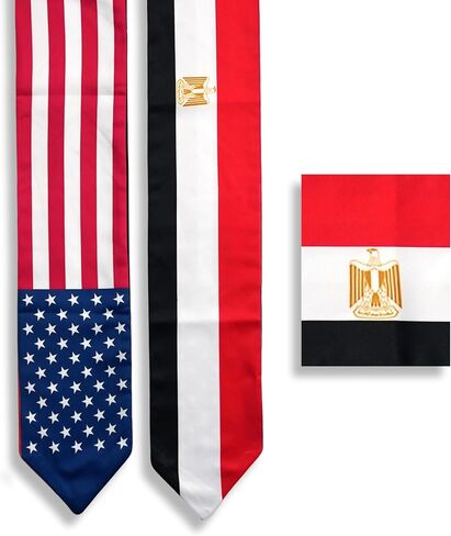 USA And Egypt Flag Graduation Stole,Satin Embroidery Graduation Sash for International Students,72 Inch Length. in Kuwait