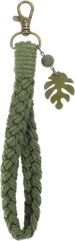 Ymapinc Green Leef Keychain Wristlet Bracelet - Boho Keychain with Palm Leaf Tassel, Green Lanyard Key Chain Bag Charm for Nature Lover Men Women in Kuwait