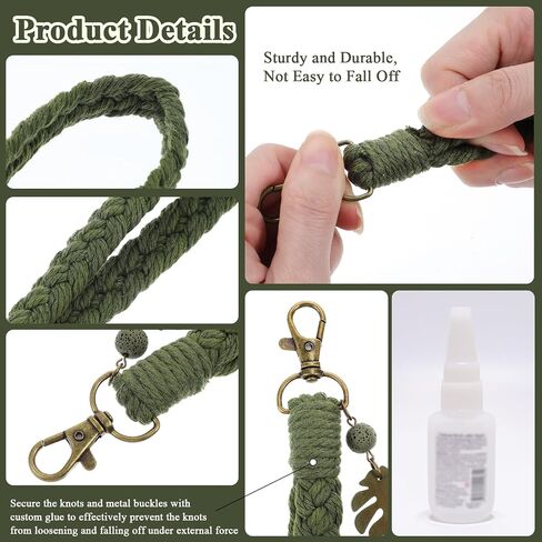 Ymapinc Green Leef Keychain Wristlet Bracelet - Boho Keychain with Palm Leaf Tassel, Green Lanyard Key Chain Bag Charm for Nature Lover Men Women in Kuwait
