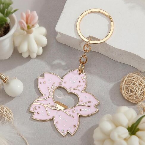 Cherry Bottle Opener Blossom Keychain, Cute Cherry Flower Blossom Keychains, Kawaii Accessories Pink Sakura Multi-Function, Trendy Funny Charm Car Key Chain Kawaii Accessories in Saudi Arabia