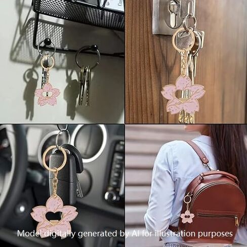 Cherry Bottle Opener Blossom Keychain, Cute Cherry Flower Blossom Keychains, Kawaii Accessories Pink Sakura Multi-Function, Trendy Funny Charm Car Key Chain Kawaii Accessories in Saudi Arabia