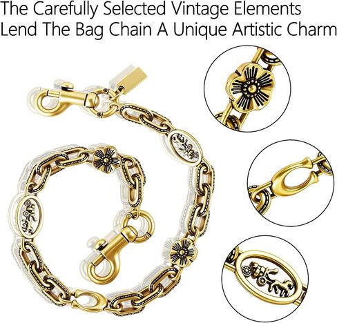 Bag Chain Charm for Handbag, Wallet Chain Charm, Golden Retro Chain Bag Charm Chains Extender Birthday Gift Chain Charms in Saudi Arabia