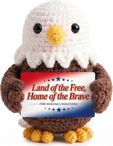 250 Anniversary USA Merchandise Crochet Bald Eagle - 4th of July Decorations, Independence Day Figurine - Handmade Patriotic Amigurumi Decor & Memorial Day and Veteran Gift in Saudi Arabia