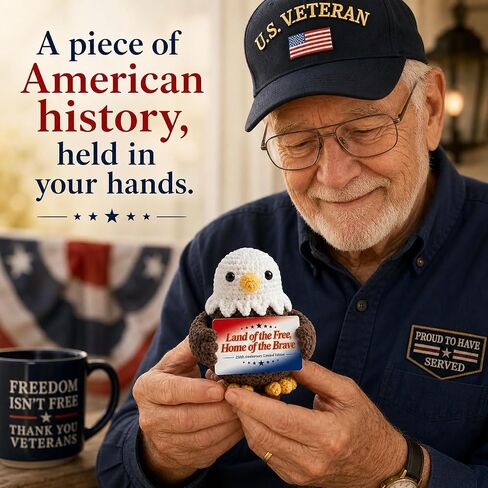 250 Anniversary USA Merchandise Crochet Bald Eagle - 4th of July Decorations, Independence Day Figurine - Handmade Patriotic Amigurumi Decor & Memorial Day and Veteran Gift in Saudi Arabia