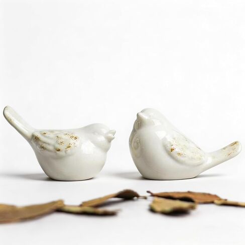 2pcs Ceramic Bird Figurines,Modern Minimalist Animal Ornament Home Decor Mini Bird Figurine Gift for Garden Desktop Display Decor in Saudi Arabia