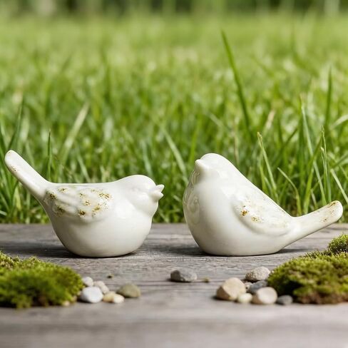 2pcs Ceramic Bird Figurines,Modern Minimalist Animal Ornament Home Decor Mini Bird Figurine Gift for Garden Desktop Display Decor in Saudi Arabia