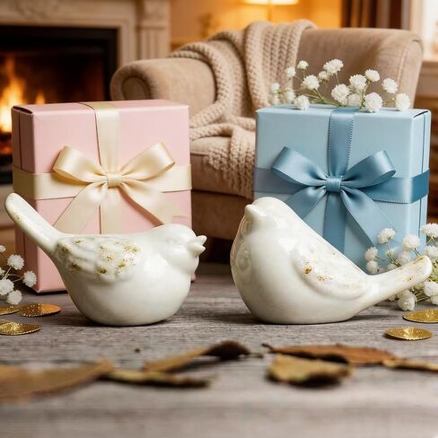 2pcs Ceramic Bird Figurines,Modern Minimalist Animal Ornament Home Decor Mini Bird Figurine Gift for Garden Desktop Display Decor in Saudi Arabia